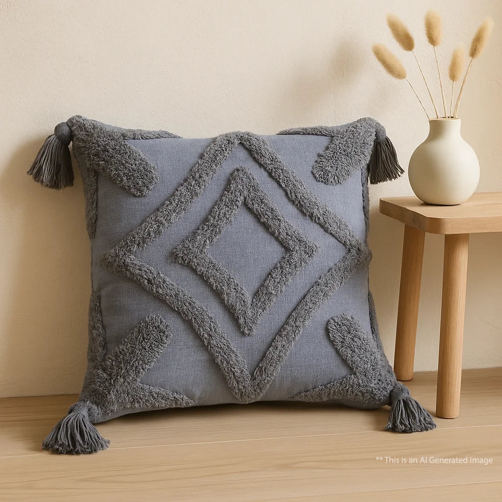 Cotton Tufted Cushion Cover, 40cm X 40cm (16" X 16")
