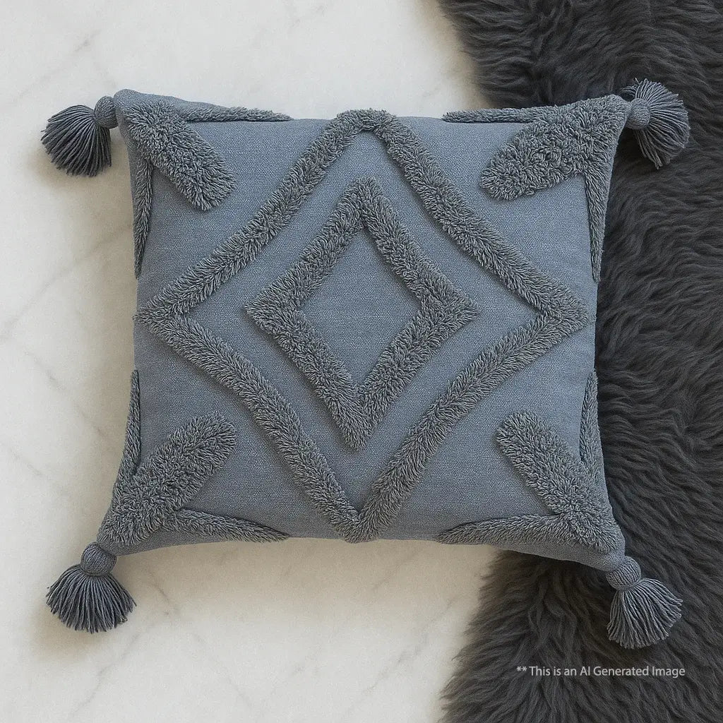 Cotton Tufted Cushion Cover, 40cm X 40cm (16" X 16")