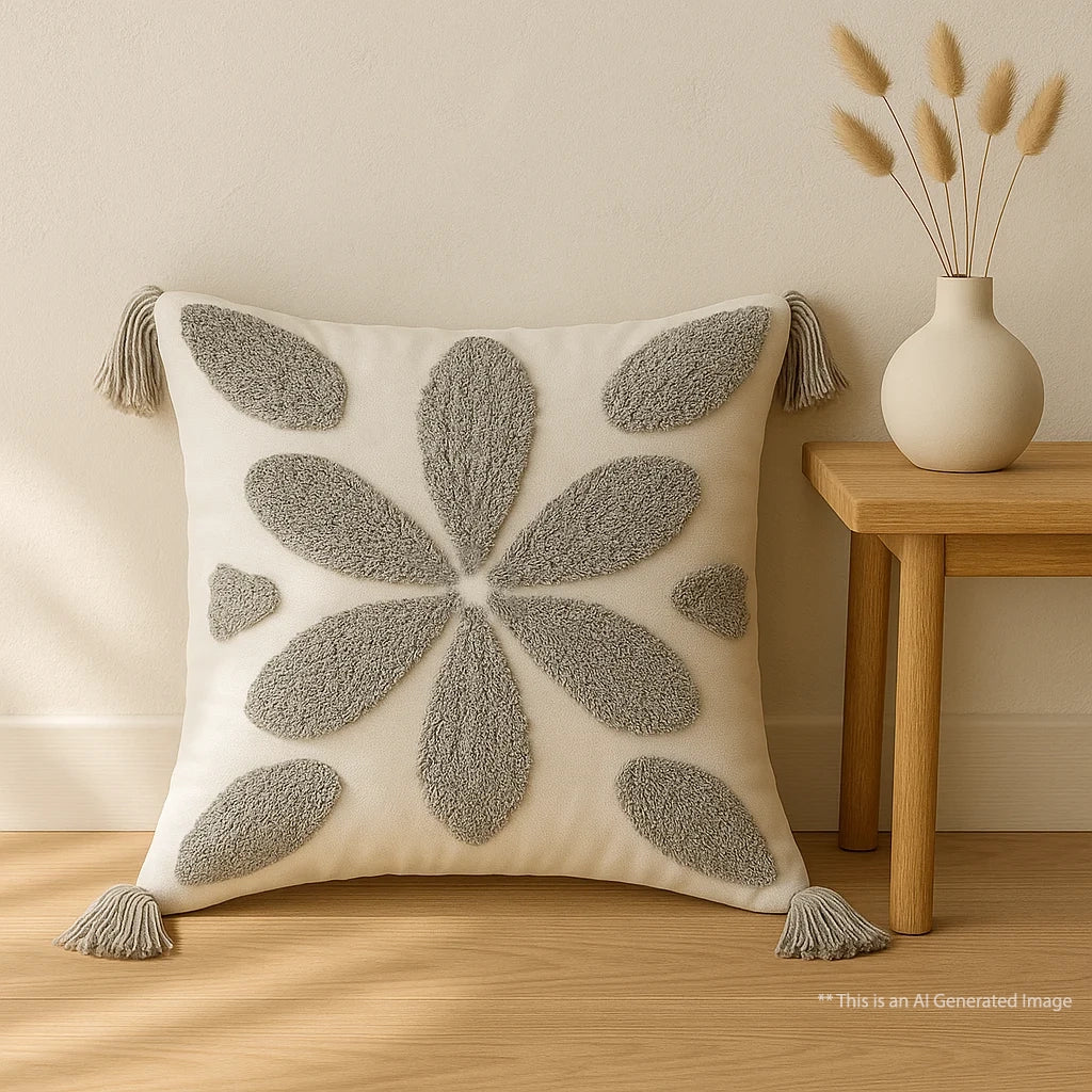 Cotton Tufted Cushion Cover, 40cm X 40cm (16" X 16")