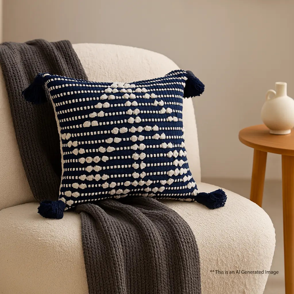 Cotton Boho Cushion Cover, 30cm x 30cm (12" x 12")
