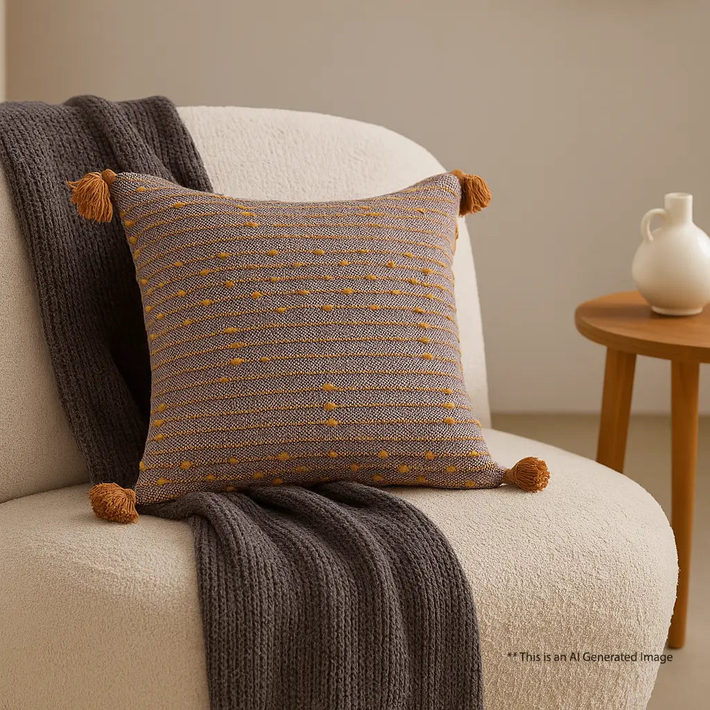 Cotton Boho Cushion Cover, 60cm X 60cm (24" X 24")