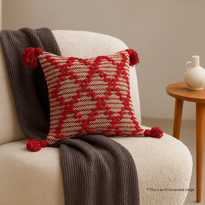 Cotton Boho Cushion Cover, 30cm x 30cm (12" x 12")