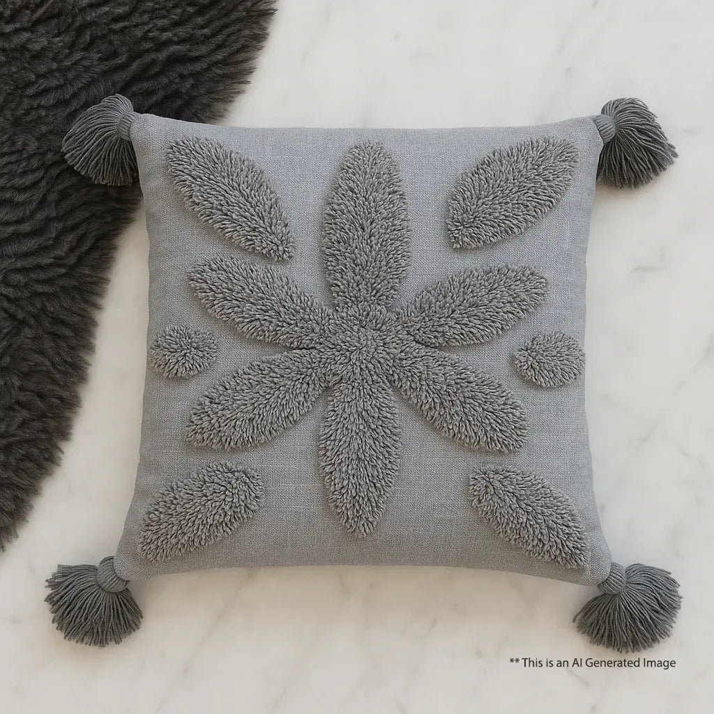 Cotton Tufted Cushion Cover, 40cm X 40cm (16" X 16")