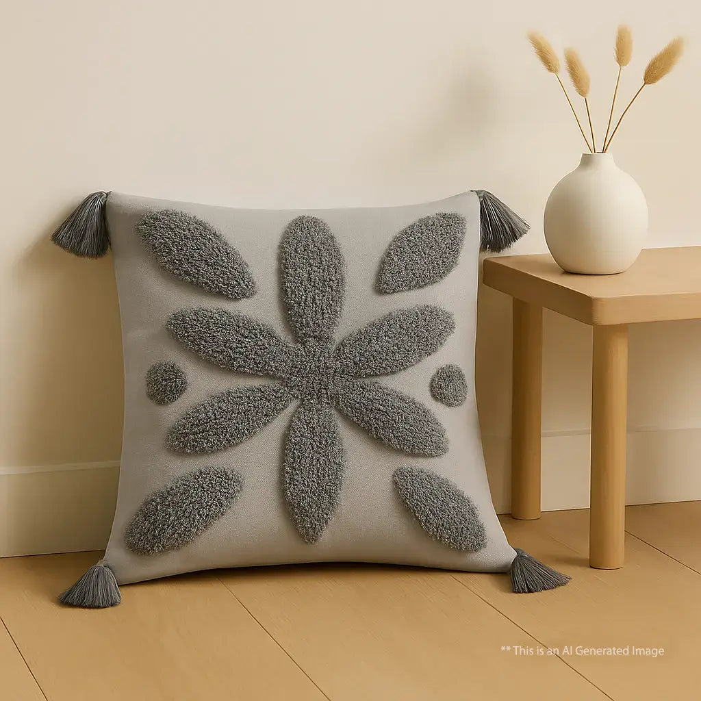 Cotton Tufted Cushion Cover, 40cm X 40cm (16" X 16")