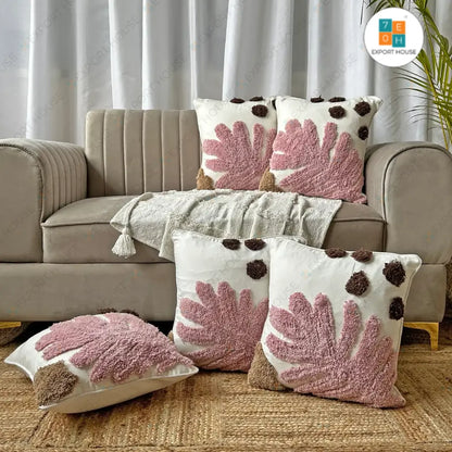 Pink fern garden - Premium Cushion Cover