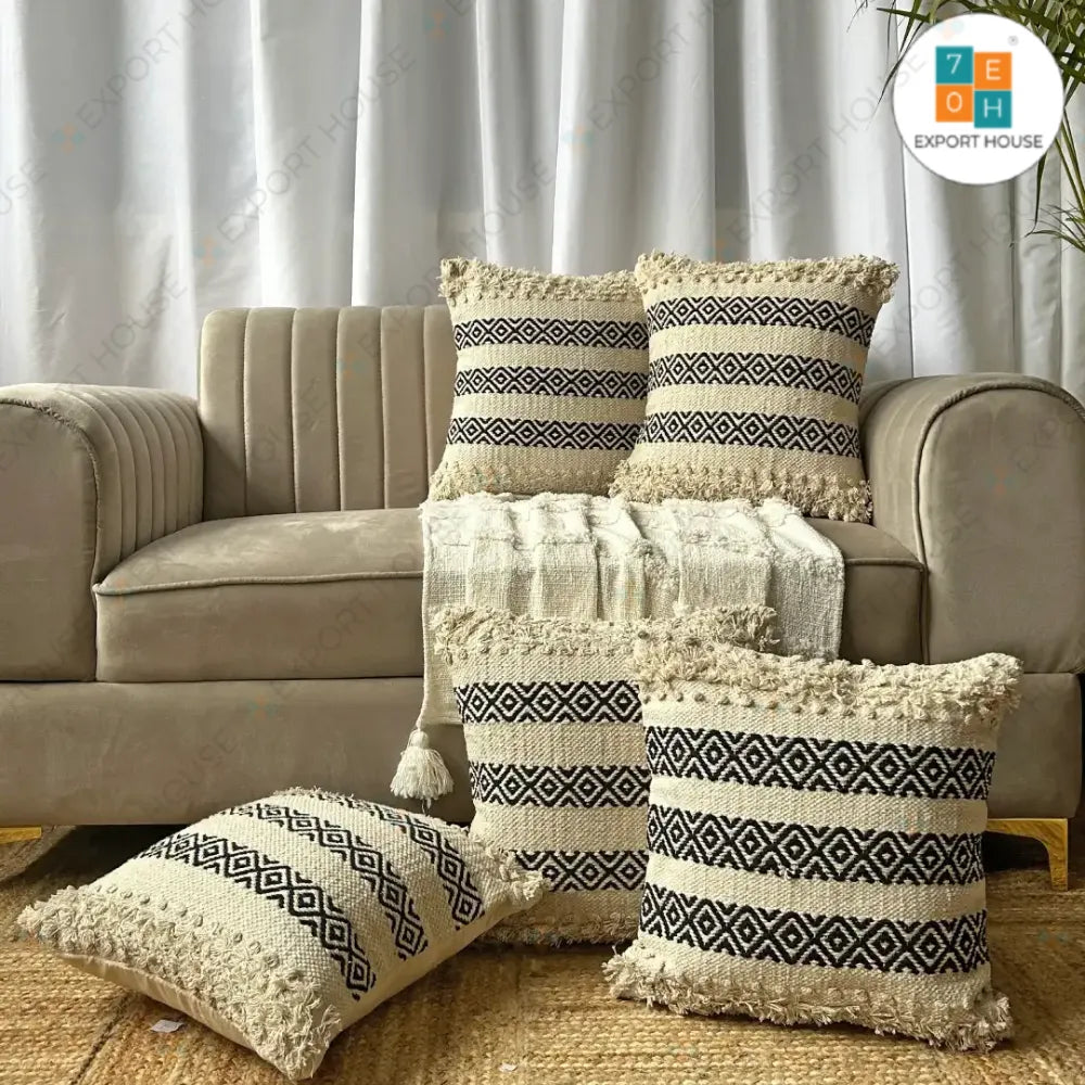 Export House: Elevate Your Décor with Boho Vibes - 16x16 Inch Cotton Cushion Cover