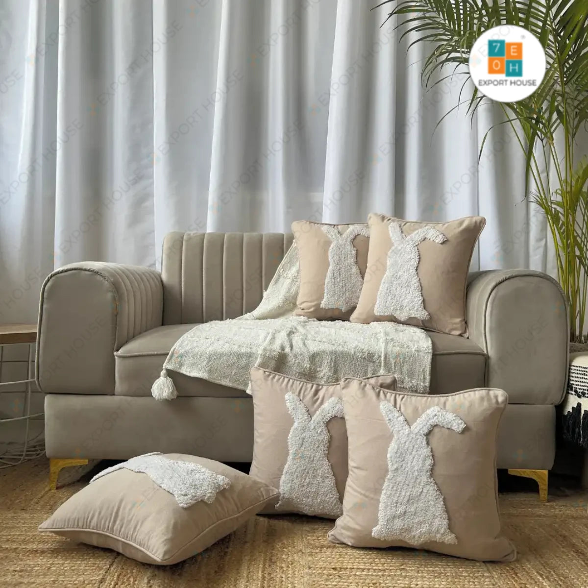 Export House Cotton Tufted Cushion Cover -  Size:40cm X 40cm (16" X 16")