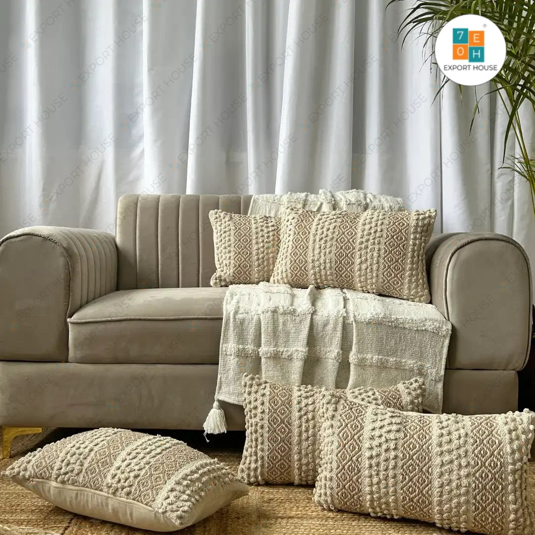 Cotton Boho Cushion Cover, Size:30cm X 50cm (12" X 20")