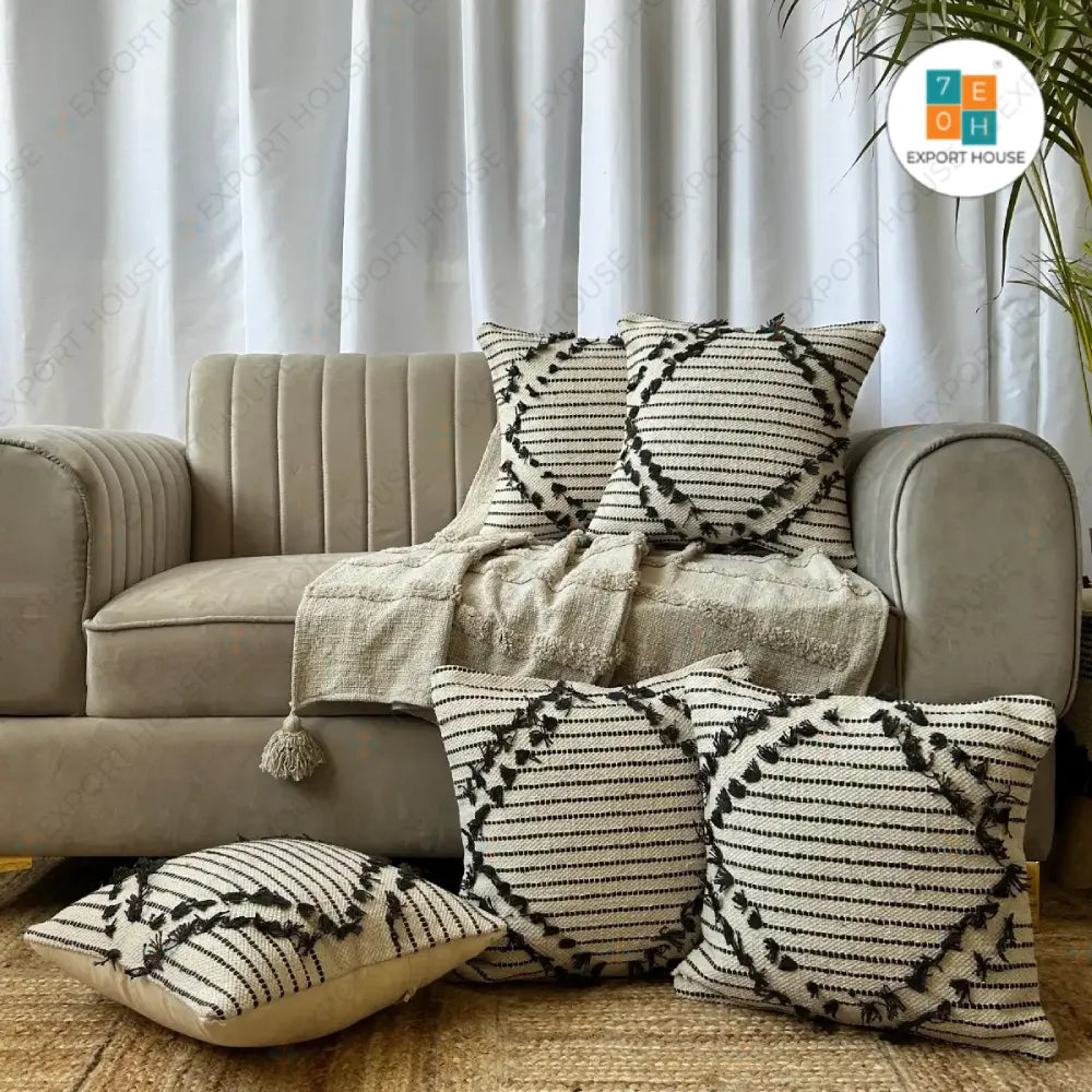 Sleek striped monochrome - Premium Cushion Cover