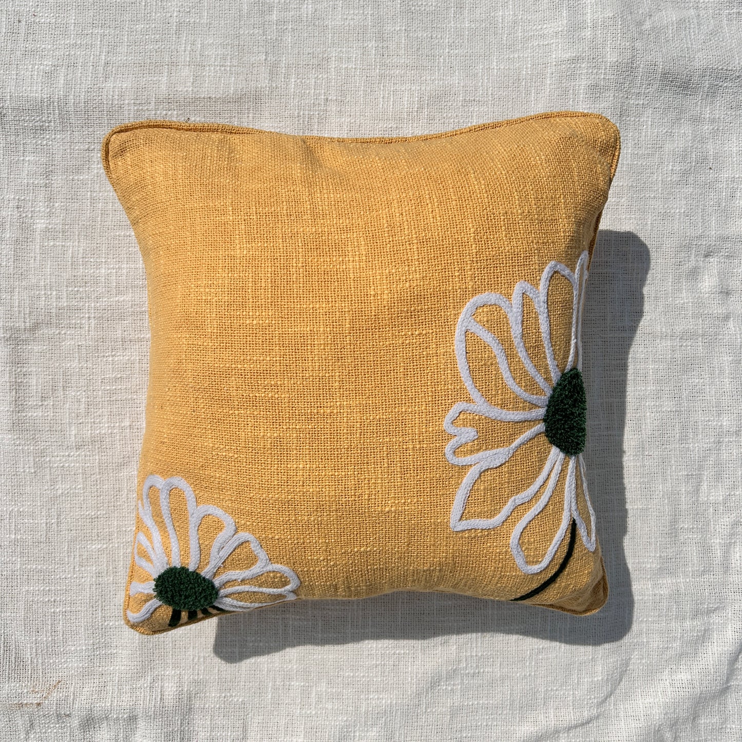 Slub-cotton Embroidered Cushion Cover, 40cm X 40cm (16" X 16")