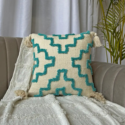 Azure grid - Tufted Premium Cushion Cover