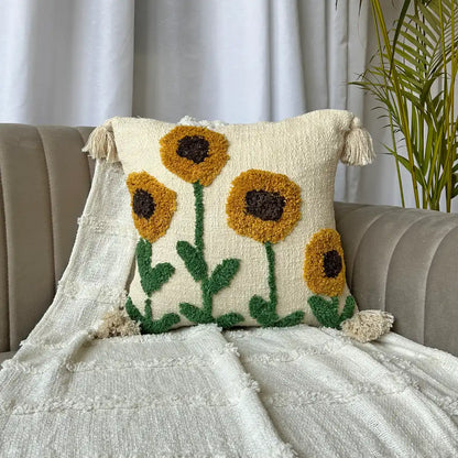 Sunflower bliss - Tufted Premium Cushion Cover