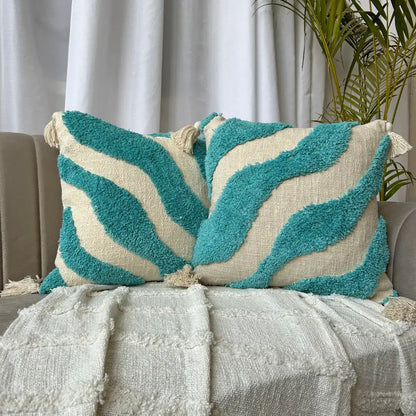 Azure Wave - Tufted Premium Cushion Cover