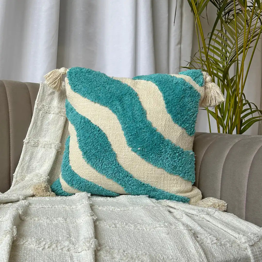 Azure Wave - Tufted Premium Cushion Cover