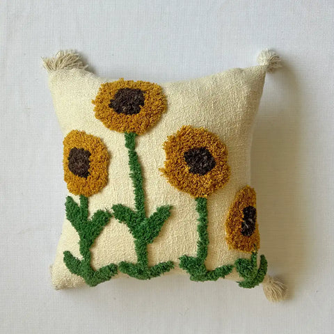 Sunflower bliss - Tufted Premium Cushion Cover