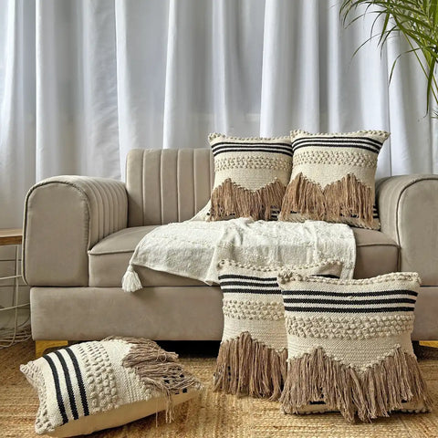 Striped fringe - Premium Cushion Cover