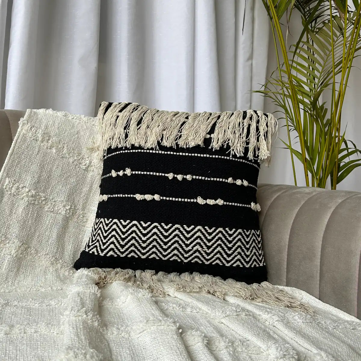 Stylish 16x16 Inch Cotton Boho Cushion Cover for Home Decor | Export House