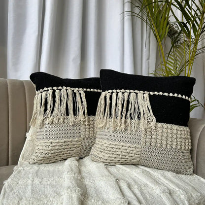 Braided noir fringe - Premium Cushion Cover