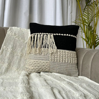 Braided noir fringe - Premium Cushion Cover