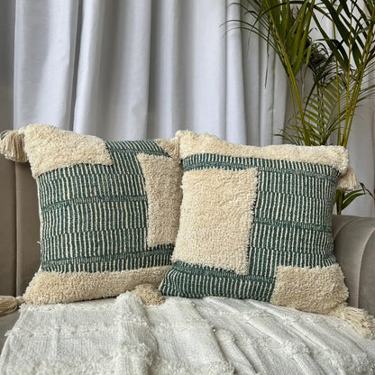 Verdant elegance - Tufted Premium Cushion Cover