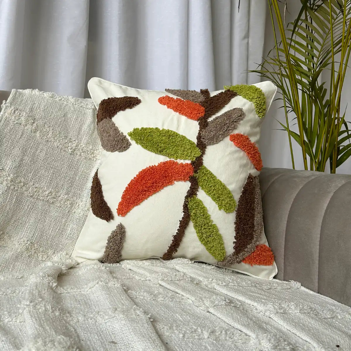 Earthy petal fusion - Premium Cushion Cover