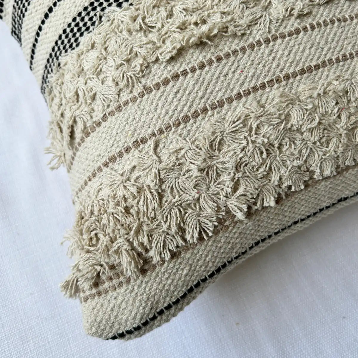 Monochrome boho stripe - Premium Cushion Cover