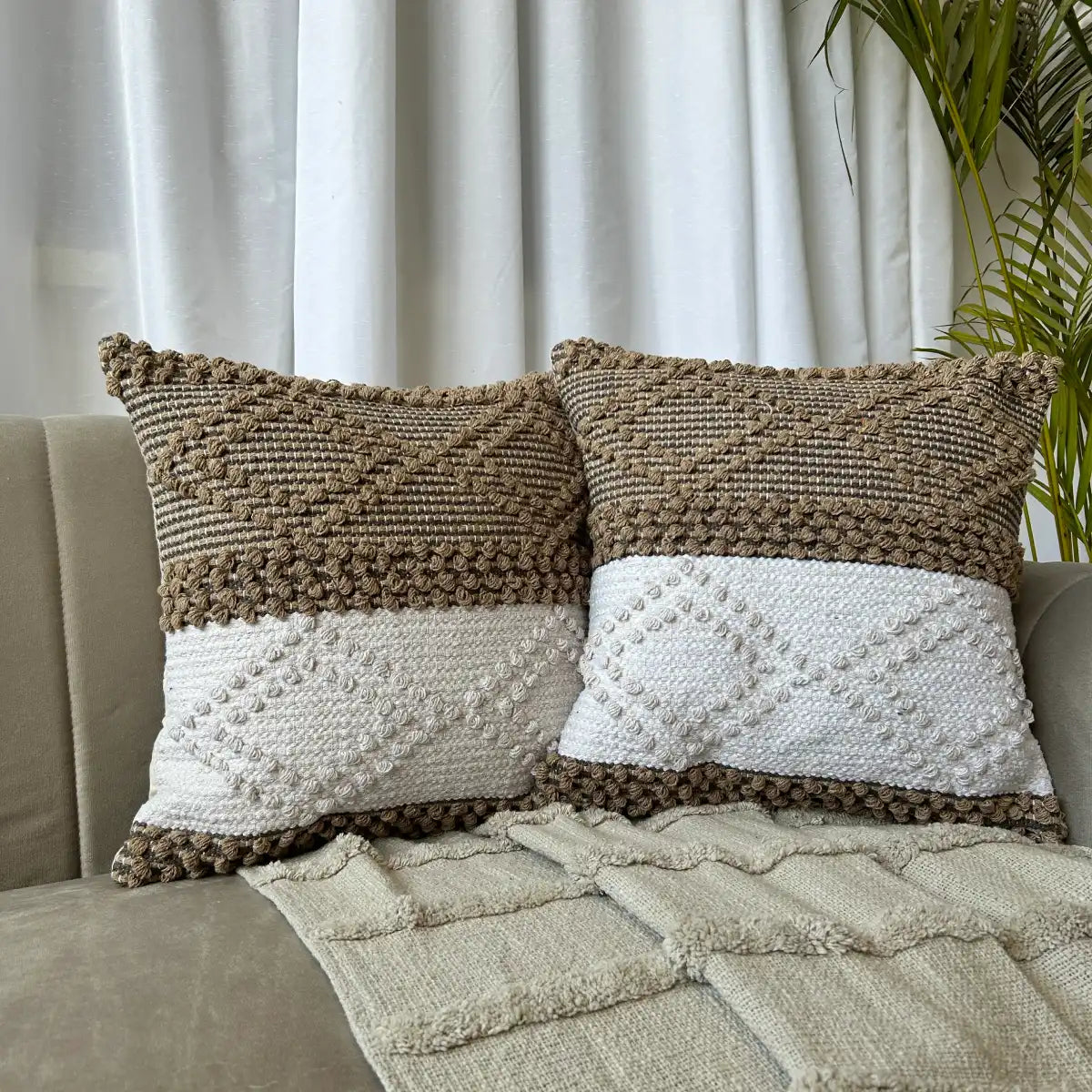 Neutral hues weave - Premium Cushion Cover