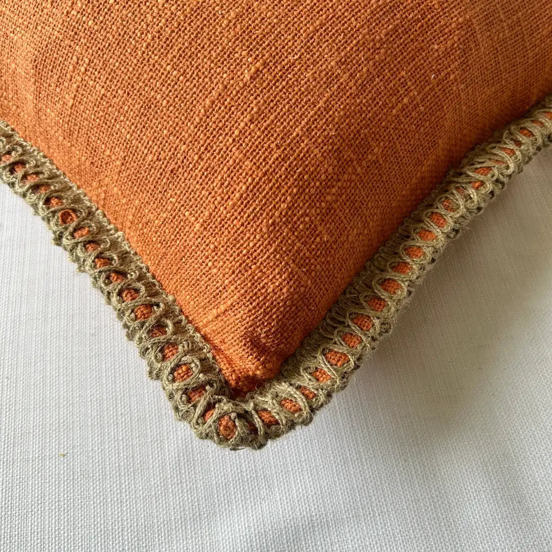 Rustic Charm Jute Lace - Premium Cushion Cover