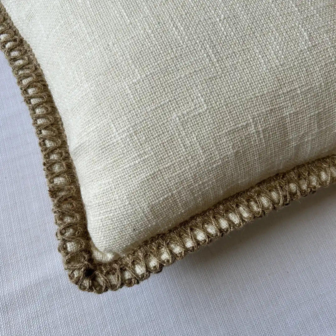 Creamy Comfort Jute Lace - Premium Cushion Cover