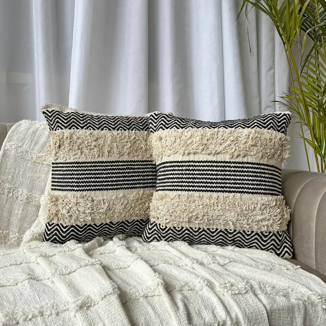 Monochrome weave - Premium Cushion Cover