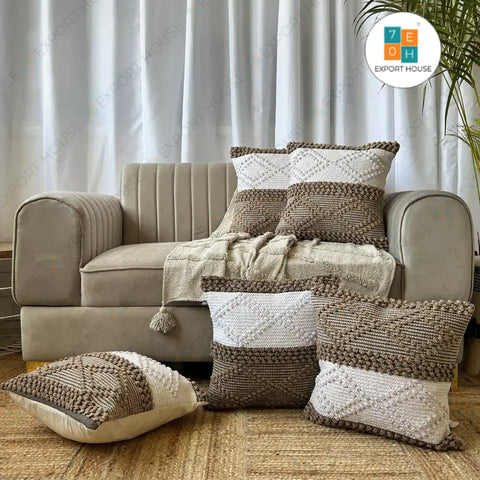 Neutral hues weave - Premium Cushion Cover