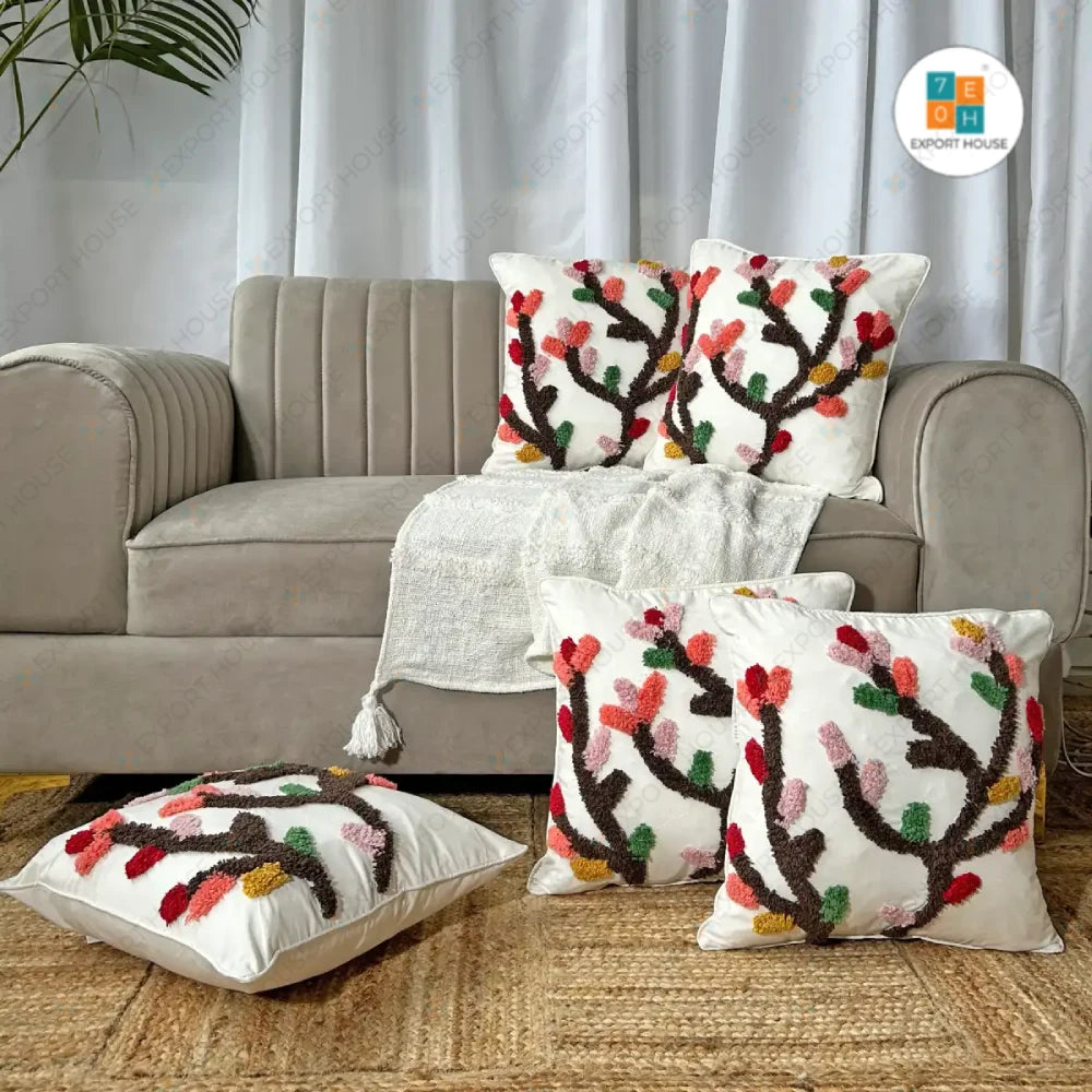 Export House Cotton Tufted Cushion Cover -  Size:40cm X 40cm (16" X 16")