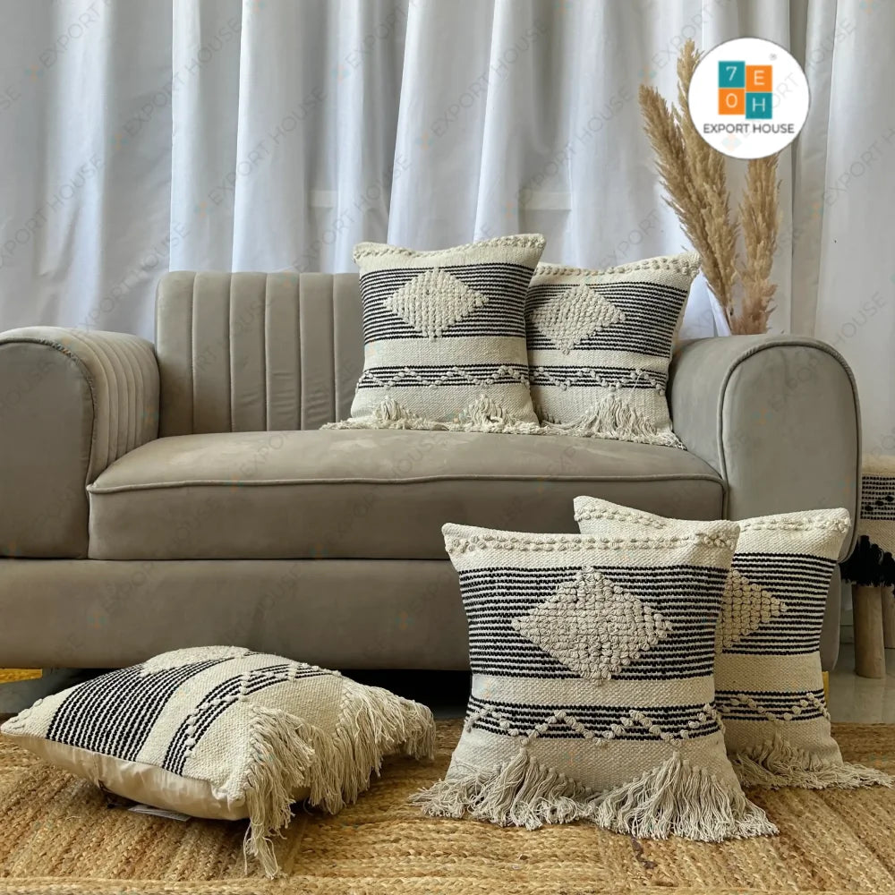 Export House Cotton Boho Cushion Cover -  Size:40cm X 40cm (16" X 16")