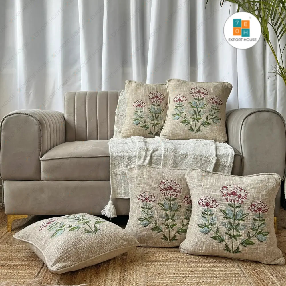 Export House Cotton Embroidered Cushion Cover -  Size:40cm X 40cm (16" X 16")