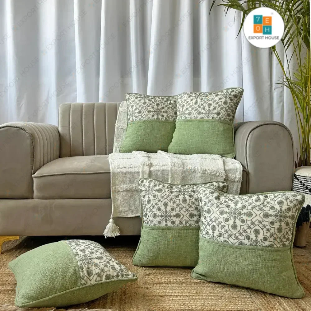 Export House Cotton Embroidered Cushion Cover - Size:40cm X 40cm (16" X 16")