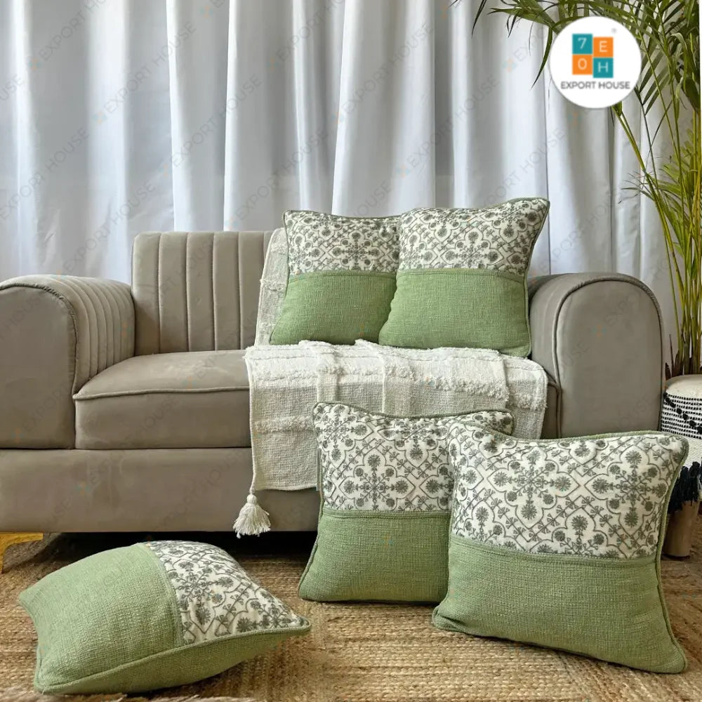 Export House Cotton Embroidered Cushion Cover -  Size:40cm X 40cm (16" X 16")