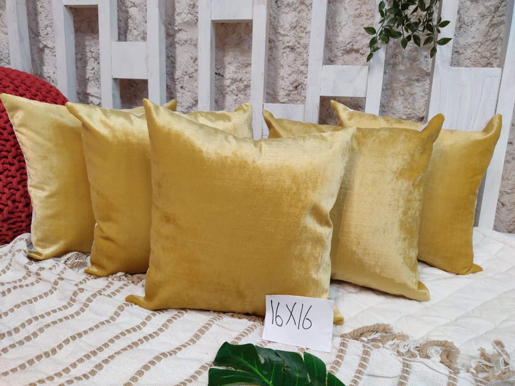 Cushion Covers, Set of 5 Size: 40cm X 40cm (16" X 16") Material: Velvet Style: Plain in just Rs. 2000.00, (Cushion Covers (Set of 5) by Export House )