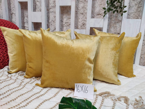 Cushion Covers, Set of 5 Size: 40cm X 40cm (16" X 16") Material: Velvet Style: Plain in just Rs. 2000.00, (Cushion Covers (Set of 5) by Export House )