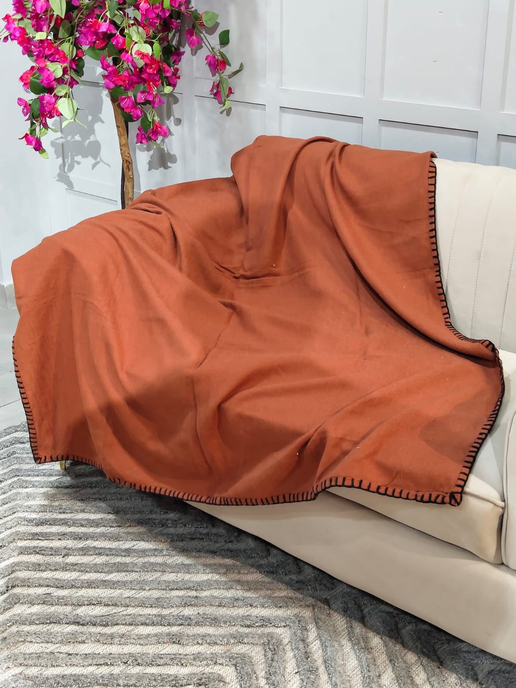 Brick Red Soft Cotton Sofa Throw