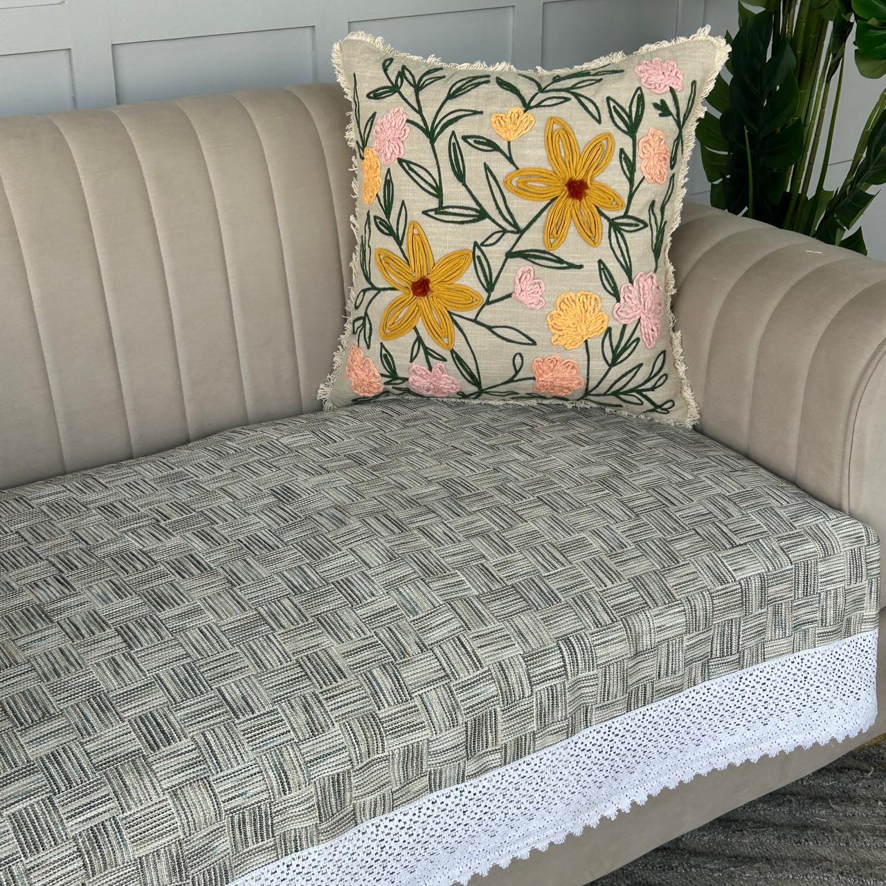 Anti-Skid Embroidery Cotton Sofa Cover