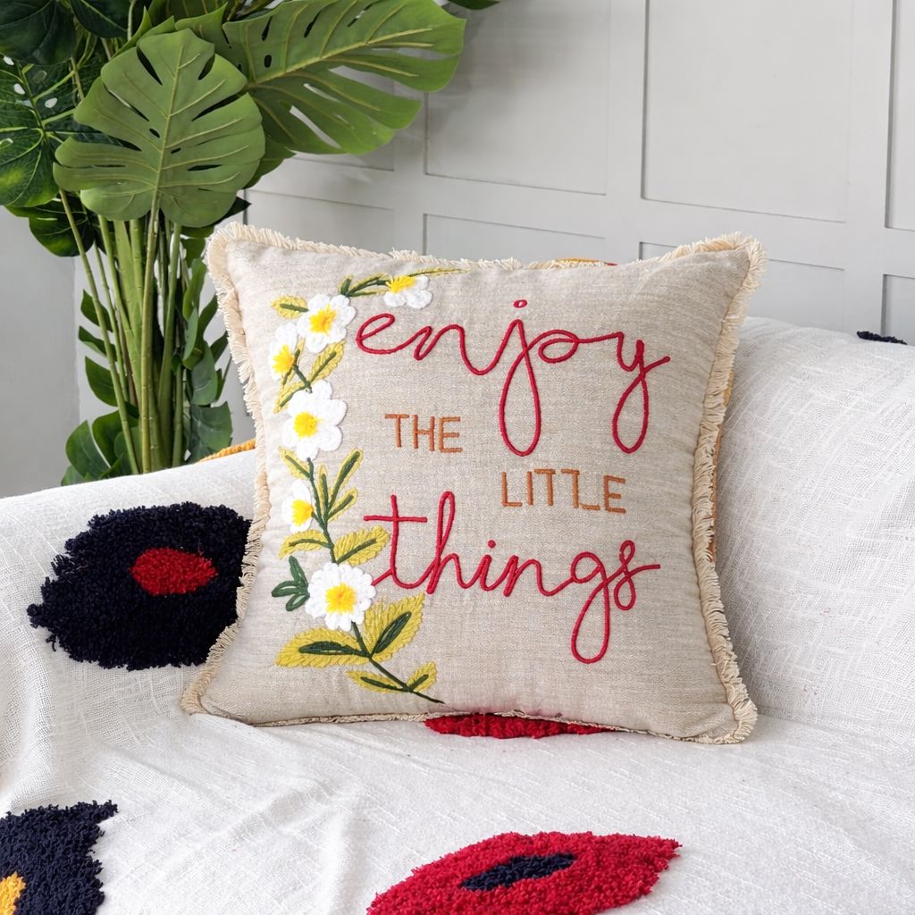 The Fringe Note Embroidered Cushion Cover
