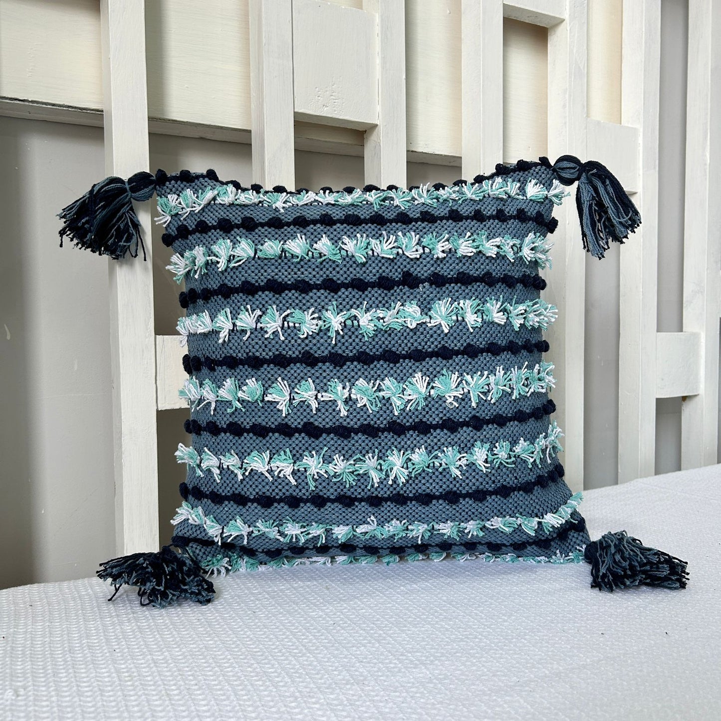 Export House Cotton Boho Cushion Cover -  Size:40cm X 40cm (16" X 16")