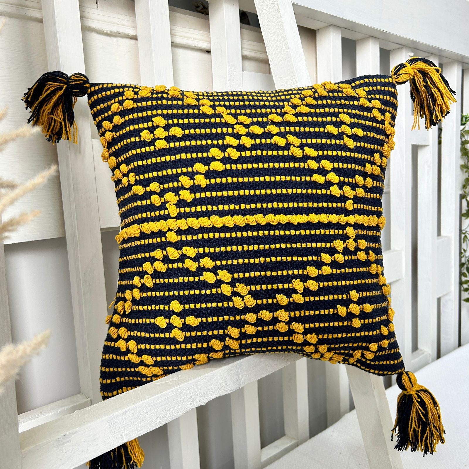 Export House Cotton Boho Cushion Cover -  Size:40cm X 40cm (16" X 16")
