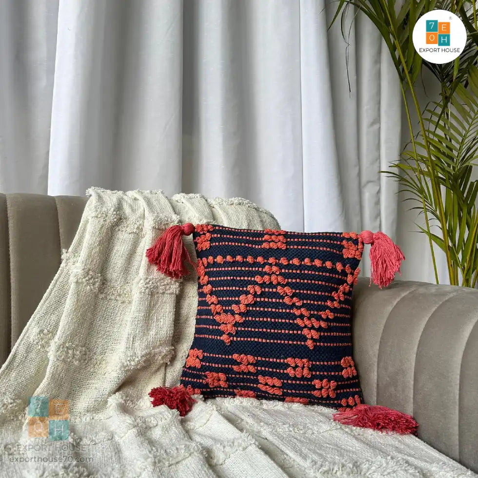 Export House Cotton Boho Cushion Cover -  Size:30cm x 30cm (12" x 12")