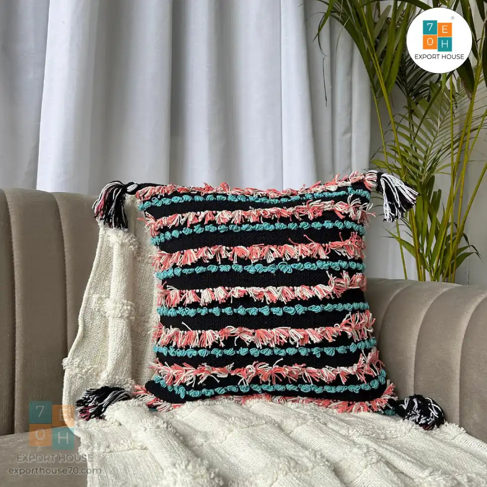 Export House Cotton Boho Cushion Cover -  Size:40cm X 40cm (16" X 16")