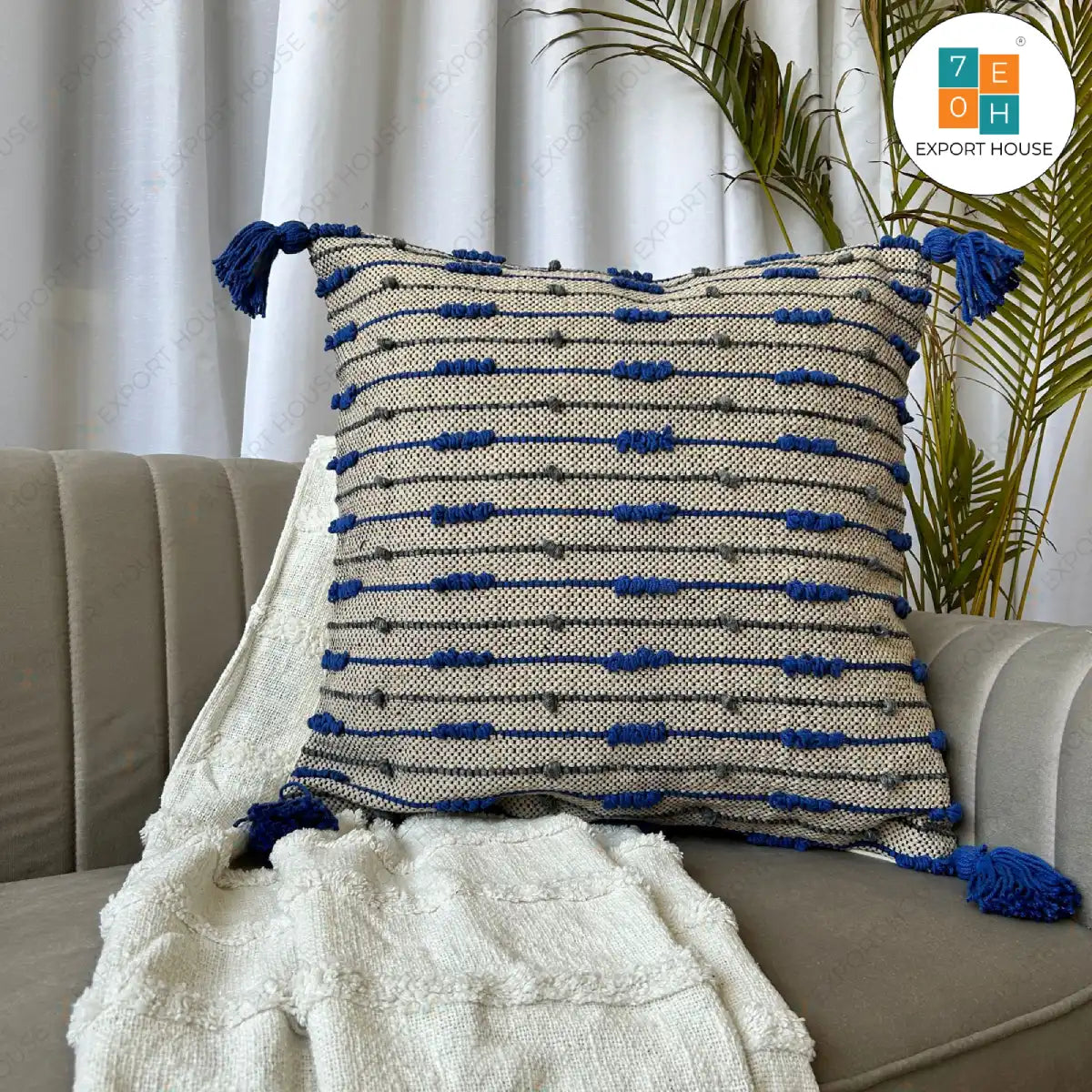 Export House Cotton Boho Cushion Cover -  Size:60cm X 60cm (24" X 24")