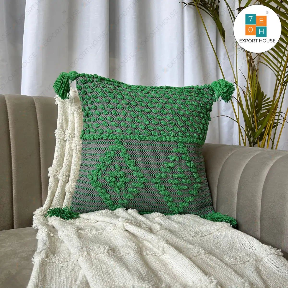 Export House Cotton Boho Cushion Cover -  Size:40cm X 40cm (16" X 16")
