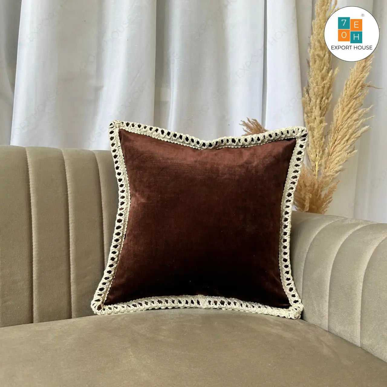 Export House Velvet Plain Cushion Cover -  Size:40cm X 40cm (16" X 16")
