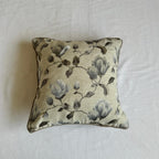 Silver Bloom Vine Thread-Work Pillow Cover