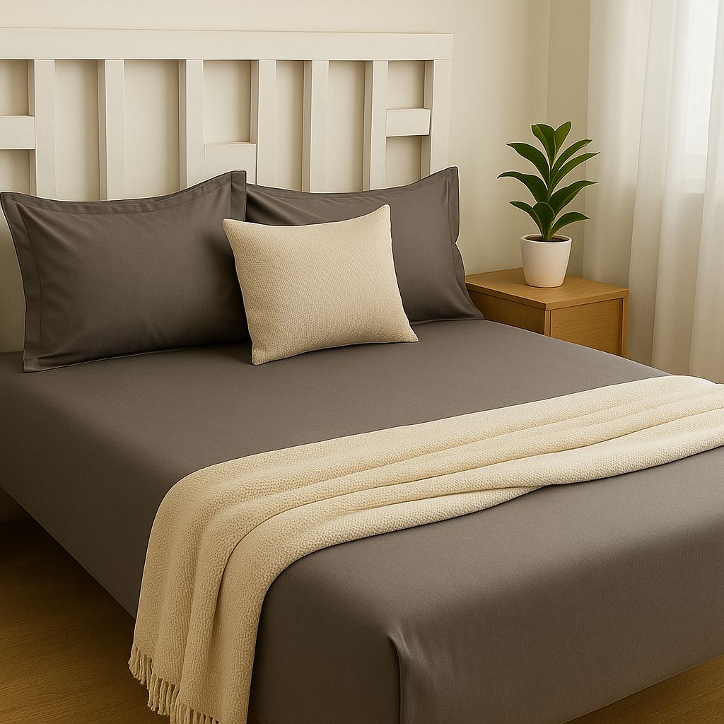 Plain Cotton Bedsheet with 300 Thread count